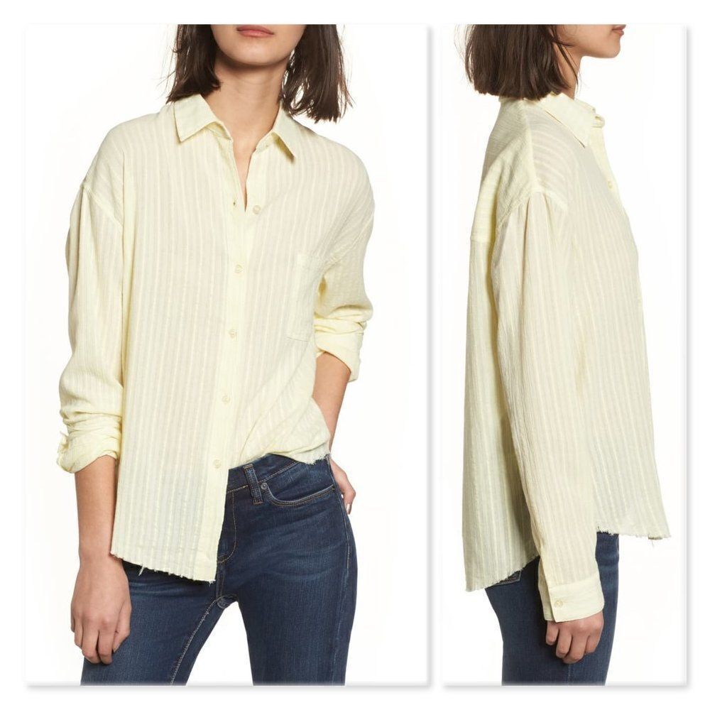 Socialite Raw Hem Shirt sz XS in Yellow